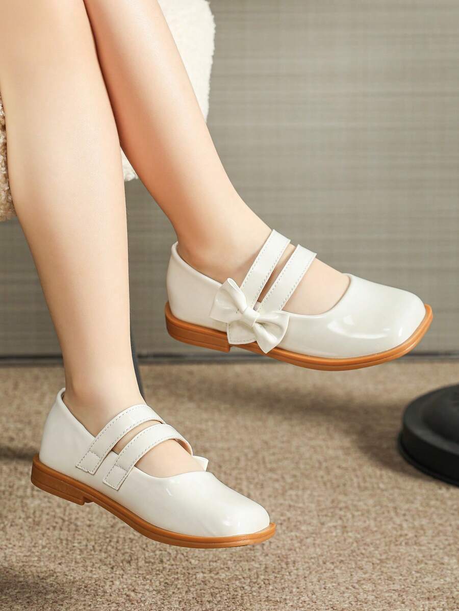 幼儿女孩白色平底鞋,儿童公主娃娃鞋,儿童白色鞋 - 白色 - 查看 1