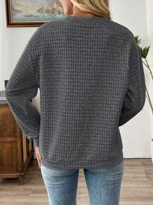 INAWLY 圣诞树图案印花宽松休闲圆领卫衣，秋冬 - 深灰色 - 查看 2