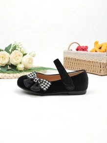 Girls' Fashion Bowknot Plush Soft Bottom Flats, Princess Shoes, New Versatile Flat Shoes
