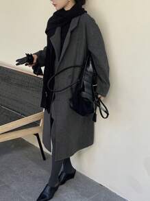 DAZY Cappotto oversize di media lunghezza in tinta unita, giacca da donna, abbigliamento autunnale da donna