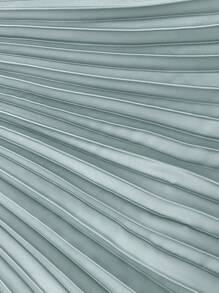 Cravure Váy midi xếp ly đơn giản và thanh lịch cỡ lớn có cổ chữ V sâu và tay áo nhún cho nữ - Màu xanh Bạc hà - Xem 8