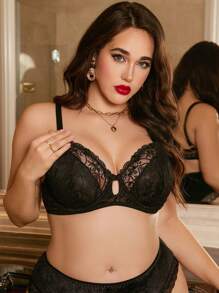 Seduluxe 1 Piece Plus Size Solid Color Spaghetti Strap Camisole & Wireless Lingerie Bra, Minimalist And Casual