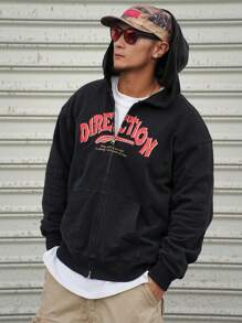 DAZY Men's Zip-Up Hoodie Sweatshirt With Pockets, Casual & Minimalist Design For Everyday Wear,Fall Clothes - Black - View 6
