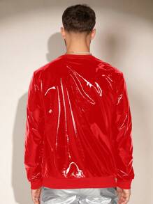 FeverCity Men Solid PU Leather Sweatshirt - Red - View 8