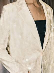 Easelle Women Sequin Embellished Flat Collar Blazer Party