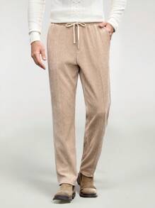 Mainfolk Slim Fit Men Mid-Rise Straight Leg Casual Pants, Suitable For Daily Wear - Apricot - View 2