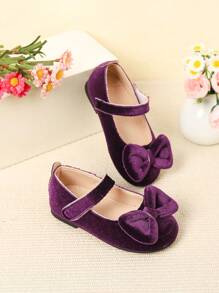 女童复古天鹅绒公主鞋,软底幼儿玛丽珍鞋,时尚红色,适合秋冬舞台表演 - 紫色 - 查看 4