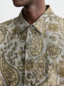 Maija Áo sơ mi nam tay dài cổ hở họa tiết Paisley mới mùa xuân 2025, dáng rộng thường ngày, đa năng cho hàng ngày, tiệc năm mới, hẹn hò, kỳ nghỉ - Nhiều màu - Xem 4