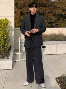 DAZY Men's Solid Color Suit Jacket And Pants Set
