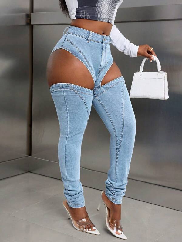 SHEIN Slayr Blugi versatili de damă, sexy, scobitori