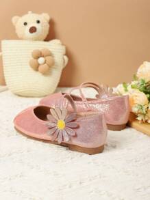 حذاء كاجوال مسطح للبنات مزين بالأقحوان، مناسب للارتداء اليومي، خريف/شتاء