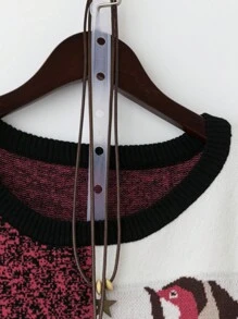 SHEIN LUNE Plus Size Fashion Multi-Color Patchwork Loose Knitted Sweater, Autumn/Winter Fall - Multicolor - View 3