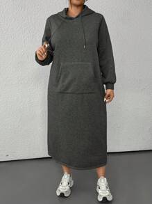 SHEIN EZwear 1pc Plus Size Plain Pullover Hoodie, Casual & Minimalist Style For Everyday Wear