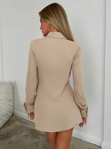 Aloruh Jesień/zima Damskie Nowe Eleganckie Koszule Zapinane Na Guziki I Spódnice Dwuczęściowe Jesienne Stroje Khaki Damskie Zestawy Koszulowe Zestawy Strojów Biurowych Zestawy Strojów Damskie