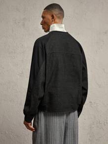 AKNOTIC Business Casual 男士字母印花拼色宽松落肩圆领休闲长袖套头衫，秋冬外出黑色刺绣字母饶舌歌手返校拼色运动衫，适合朋友、丈夫、男朋友的礼物