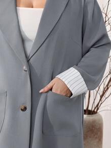 Modelyn Plus Size Casual 2pcs Set: Long Jacket And Long Pants, Suitable For Commuting In Autumn 2 Pieces Set - Multicolor - View 4