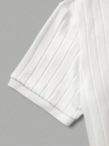 Manfinity Homme Men's Front Button Short Sleeve Ribbed Casual Top, Daily Casual Wear - White - View 3