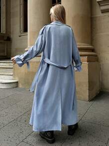 Forever 21 秋冬女式蓝色风衣/Y2K/优雅/蓝色长袖/圣诞节/新年/节日派对女式外套/节日/新年/宽松外套/节日女式/圣诞外套/新年夜/A字型/派对蓝色外套/长袖外套 - 藍色 - 查看 2