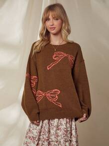 WESTFADE 蝴蝶结图案针织毛衣上衣
