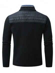 Manfinity Homme Men's Casual Zip-Up Cardigan, Long Sleeve, Autumn/Winter - Navy Blue - View 2