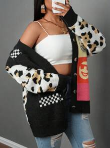 Slaydiva Plus Size Women Casual Cardigan, Minimalist & Fashionable For Everyday Wear - Multicolor - View 1