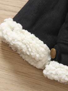 男婴、女婴和中性婴儿服装冬季服装泰迪内衬拉链翻领摩托车夹克 - 黑色 - 查看 6