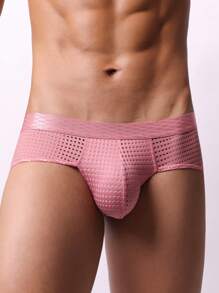 Men's Solid Color Hollow Out Sexy Lingerie - Pink - View 3