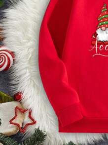 Manfinity Homme Men's Casual Vintage Red 3 Santa Claus & Christmas Tree Graphic Loose Fit Pullover Hoodie, Thermal Lined