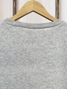 SHEIN Essnce Áo nỉ cổ tròn in họa tiết tôm hùm cho nữ mùa đông - Màu Xám nhạt - Xem 4