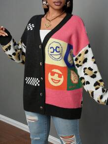 Slaydiva Plus Size Women Casual Cardigan, Minimalist & Fashionable For Everyday Wear - Multicolor - View 6