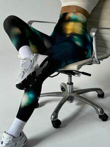 Easithlete Quần legging tập yoga cạp cao nhuộm loang cho nữ - Nhiều màu - Xem 6
