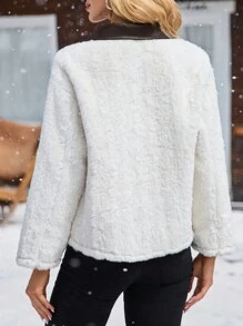 SHEIN Unity Abrigo casual con bolsillo de manga larga con botones delanteros y diseño simple para mujer