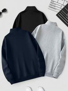 Manfinity Dauomo Sudadera con cremallera y cuello para hombre de unicolor