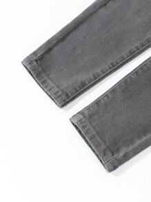 SHEIN Tween-Mädchen All-Match-Lässig-Minimalist-Schulstil, verstellbarer Bund, hochelastische 5-Pocket-Skinny-Jeans, mit Taschen, vielseitig einsetzbar, schlicht und modisch, das ganze Jahr über unverzichtbar