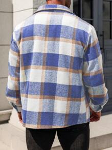 Manfinity Homme Plus Size Men's Colorful Plaid Casual Jacket, Autumn/Winter - Multicolor - View 2