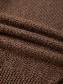 Sweater Streetwear untuk Anak Laki-Laki Remaja, dengan Aplikasi Bintang 3D dan Desain Ujung Berumbai. Terbuat dari Rajutan Tebal untuk Kehangatan, Cocok untuk Musim Gugur dan Musim Dingin. - Coffee Brown - View 3