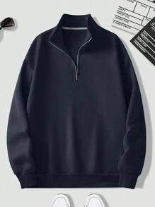 Manfinity Dauomo Sudadera con cremallera y cuello para hombre de unicolor