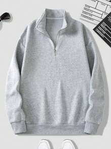 Manfinity Dauomo Sudadera con cremallera y cuello para hombre de unicolor