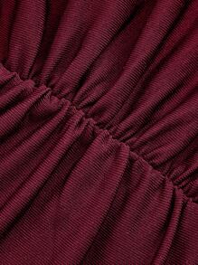 SHEIN Essnce 2 chiếc áo thun cổ tròn tay ngắn ôm vừa vặn eo đơn giản dành cho nữ - Màu Đỏ Sâu - Xem 8