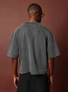 SUMWON Crop Fit Washed Tee With Small Graphic Print