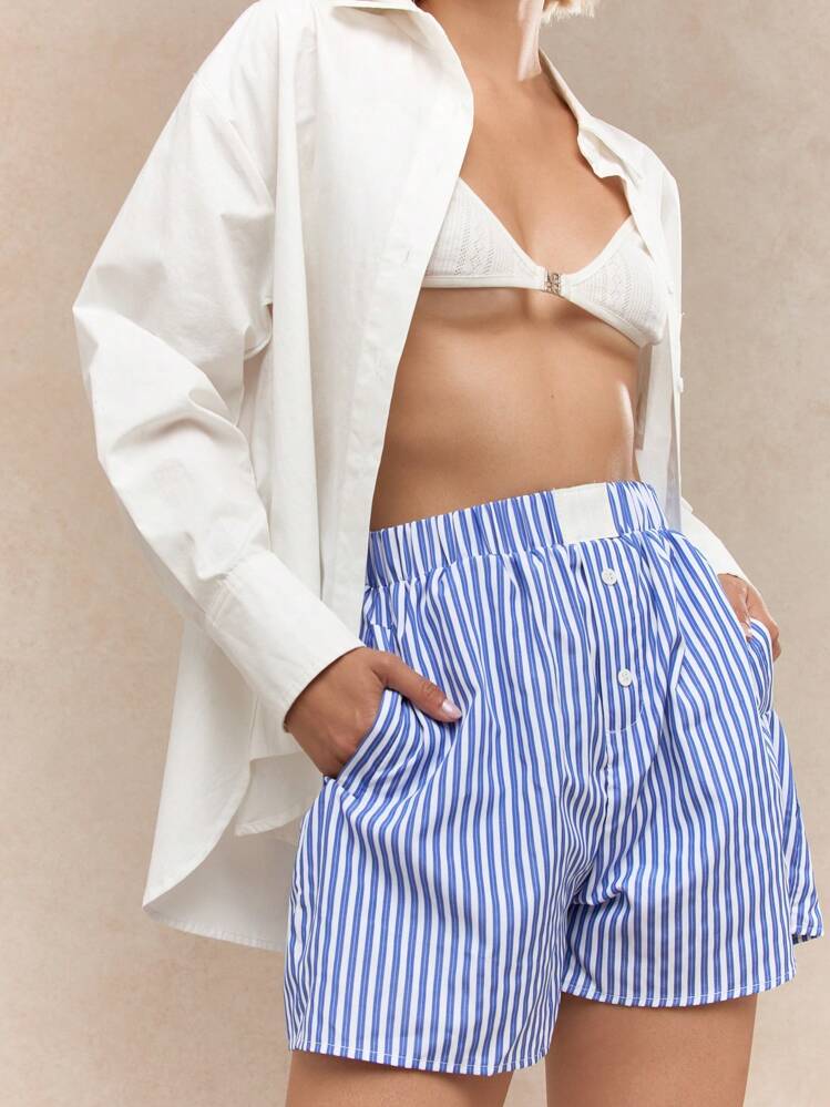 MISSGUIDED Logo Nhãn Quần Short Boxer Sọc - Nhiều màu - Xem 3