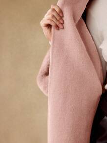 MOTF PREMIUM WOOL FUZZY CUFF OVERCOAT - Pink - View 8