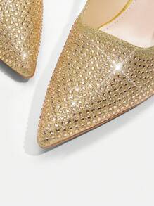 CUCCOO TILAWA Women's Small Square Toe Stiletto High Heels Shoes With Gold Thin Heels, Shiny Pointed Toe, Rhinestones, Fashion, Comfortable, For Daily Wear, Parties And Occasions, Spring/Autumn For And Vibe And Spring Shoes Spring Break Easter