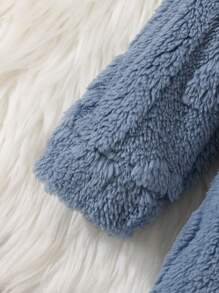 SHEIN Đầm trẻ sơ sinh và trẻ mới biết đi ấm áp dễ thương thú vị thường ngày bằng vải nhung dày, thích hợp cho việc đi chơi vào mùa thu/đông - Màu xanh bụi bặm - Xem 3