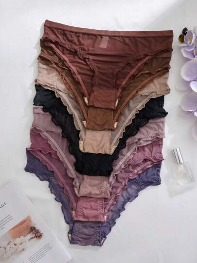 PetitDoll Conjunto de lencería de 7 piezas con volantes y malla para tallas grandes