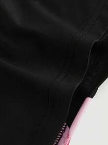 SHEIN MOD Áo tank top nữ in họa tiết địa phương, có dây rút, kiểu dáng dễ thương, màu đen và hồng, thích hợp mặc đi dự tiệc Homecoming. - màu đen - Xem 4