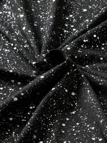 Allurite 大码女士优雅派对衬衫，珍珠装饰，雪纺面料，肩部镂空，金属金色亮片饰边，柔软有弹性 - 黑色 - 查看 8