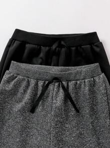 SHEIN Tween-Jungen Einfarbige Jogginghose mit lockerer Passform und Kordelzug in der Taille