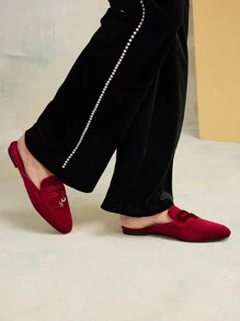 MOTF PREMIUM CLARET ROUND TOE COMFORTABLE MINIMALIST FLAT SHOES FOR WOMEN NEW YEAR HOLIDAY, SPRING SHOES, SPRING BREAK EASTER - Red - View 3