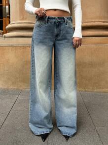 Forever 21 Women's Simple Front Button Pocket Casual Jeans, For Daily Wear - Blue - View 1